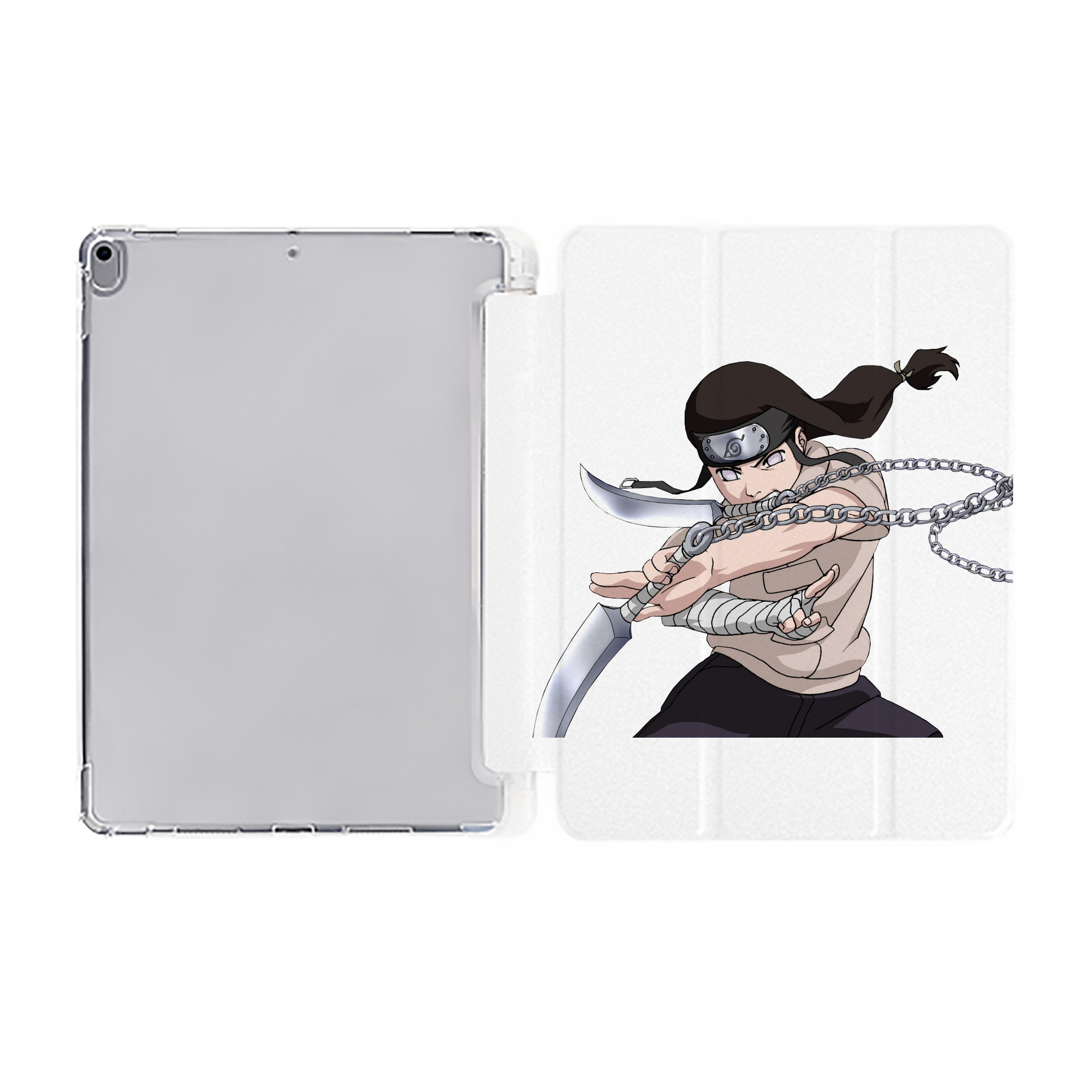 （画像用） NARUTO -ナルト- 日向ネジ Hyūga Neji IPad ケース ペン収納付き 三つ折りスタンド PUレザー×シリコン 対応機種9.5/10.5/10.9インチ